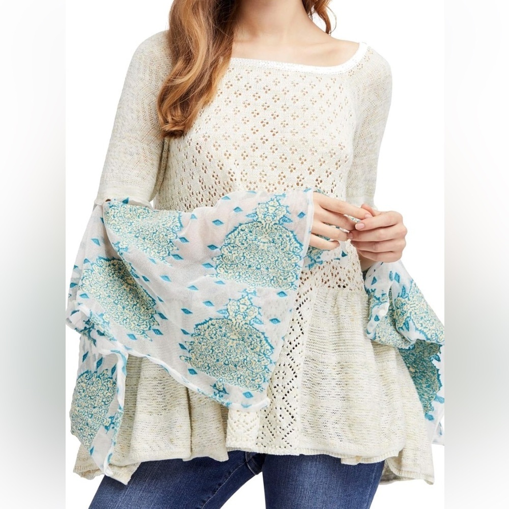 Free People Womens Boho Bell Sleeves Top